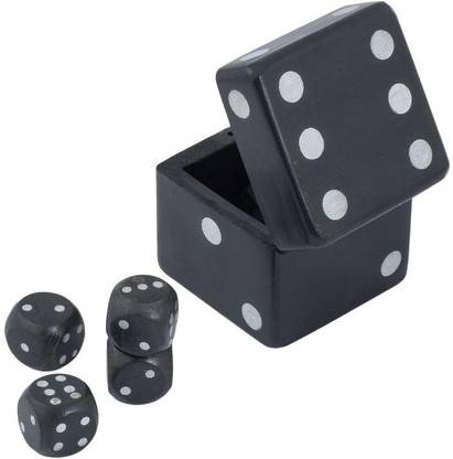 Craft Art India Handmade Wooden Dice in Dice Game Set - 2.5 inches In Black Colour Board Game Accessories