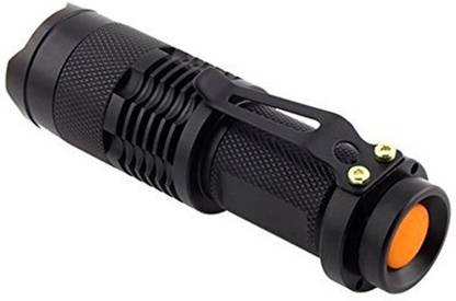 Skywalk Pocket LED Mini CREE XR-E Q5 UltraFire Flashlight Torch Adjustable Zoom Beam. Silver With 3 Flash Mode. 7W, 400 Lumens with Battery Torch