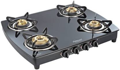 Sunflame Crystal Plus Dx 4B BK auto Glass Manual Gas Stove