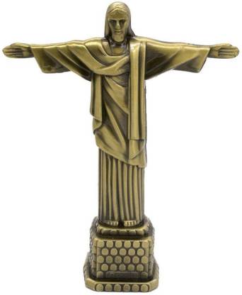 Gooddeals Antiqued Metal Statue of Jesus Christ de Redeemer Brazil Rio de Janeiro Souvenir Decorative Showpiece  -  20 cm
