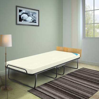 CAMABEDS Easy Premium Single Folding Roll Away Bed with 3.5" Foam Mattress Metal Single Bed