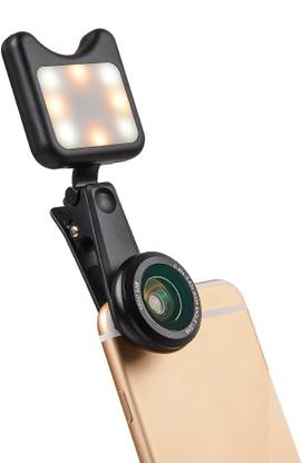 Apexel 2 in 1 0.36x Wide Angle + 15x Macro Lens + LED Selfie Light Mobile Phone Lens