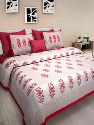 Gangaur Fashion 250 TC Cotton Double Printed Flat Bedsheet