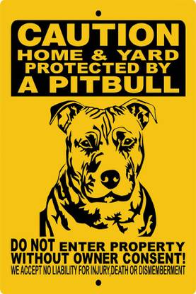 PITBULL-PIT-BULL-DOG-SIGN-AL…INUM Poster Paper Print