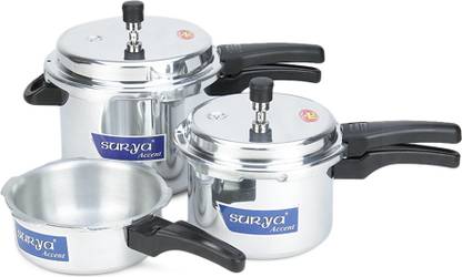 Surya Accent Induction Bottom 3 L, 2 L, 5 L Outer Lid Induction Bottom Pressure Cooker