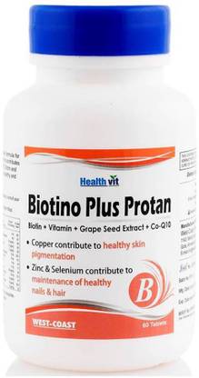 HealthVit Biotino Plus Protan Biotin + Vitamin + Grape Seed Extract + Co-Q10 60 Tablets