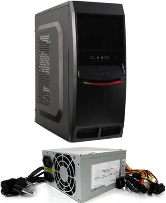 FineArts Premium Quality Gaming ATX Desktop PC Cabinet Designer front panel Air vent on side panel with 450 Watt Value Plus Power Supply SMPS and Power Supply Combo Set Designed for Gaming