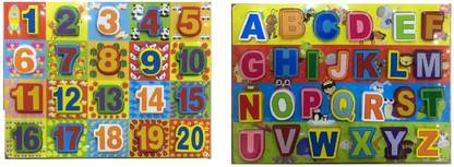Krypton Wooden 26 Letter Alphabet And Number 1 TO 20 Learning Block Puzzle for Nursery kids