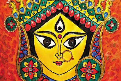 durga maa face drawing Poster Paper Print