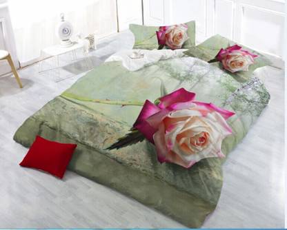 akr CREATION 200 TC Cotton Double Printed Flat Bedsheet