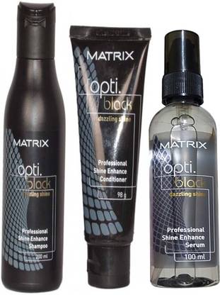 MATRIX Opti Black Dazzling Shine Shampoo(200ml), Opti Black Conditioner(98g) & Opti Black shine serum(100ml) Combo
