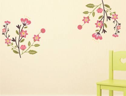 HAPPYSTICKY 150 cm Pink Flowers Self Adhesive Sticker
