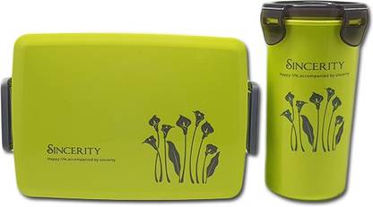 Tuelip Style Happy Life Lunch Box Set With Water Bottle For Kids Green 1 Containers Lunch Box