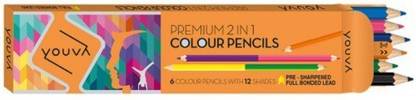 Youva Colour Pencils (2 In 1) Hexagonal Shaped Color Pencils