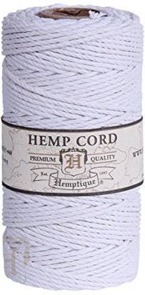 Hemptique White 2Mm Polished Hemp Twine Cord Macrame Bracelet Thread Artisan String 48Lbs 205Ft Spool