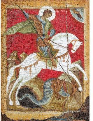 Thea Gouverneur 18 Count Counted Cross Stitch Kit, 8-3/4 By 13-1/2-Inch, St. George And The Dragon On Aida
