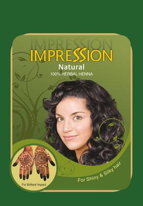impression 100% Pure Triple Filtered Herbal Henna Powder And Kashmiri Black Henna Combo Pack (150g & 50g Each )