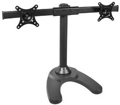 rife Dual Monitor Desk Stand LCD Mount, Adjustable, Free Standing Two Computer LED Displays Stand 20, 23, 24, 27 Inch Screen Sizes, Desk Mount Monitor Arm