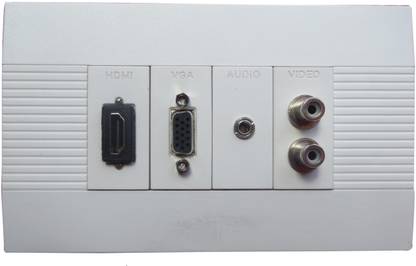 Dasam 4 Module HDMI, VGA, AUDIO, VIDEO Wall Plate (White) Media Streaming Device