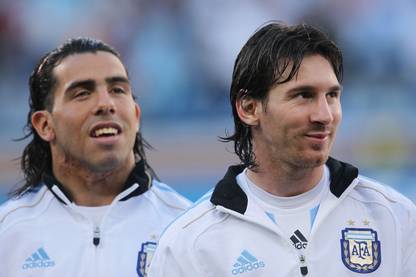 KumkumArts Carlos Tevez And Lionel Messi Wall Sticker Poster 12 x 18 Inch HD Quality Material Gloss Paper. Paper Print