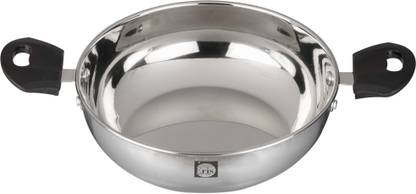 ERIS Stainless Steel Wok, Deep Fry Pan Kadhai 21 cm diameter 1.7 L capacity