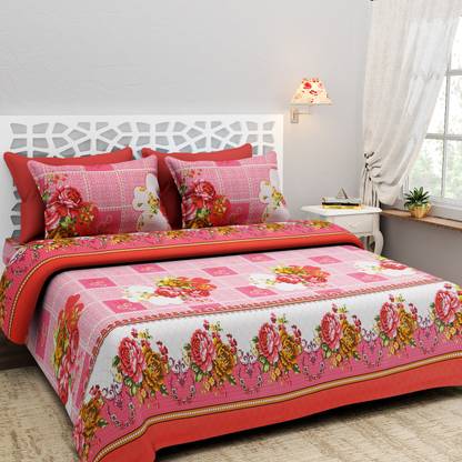 NC CREATIONS 1000 TC कॉटन डबल किंग प्रिंटेड बेडशीट