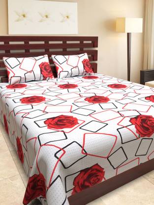 NC CREATIONS 1000 TC Polycotton Double Printed Flat Bedsheet