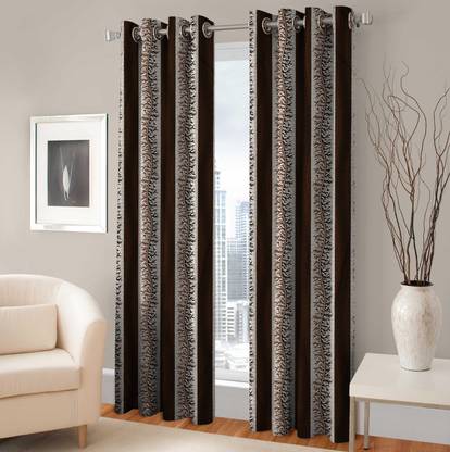 Fashworld 152.4 cm (5 ft) Polyester Semi Transparent Window Curtain (Pack Of 2)