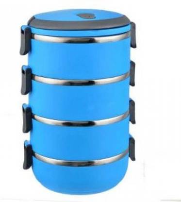 Bagathon India Adjustable 04 Layers Insulated Tiffin Box - 2800 ml [BLUE] 4 Containers Stainless Steel Office Lunch Box