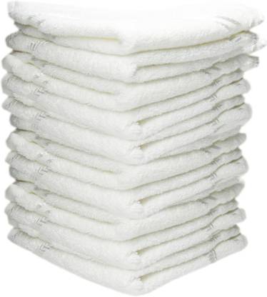 K.S. Collection Solid White Cotton 300 GSM Face Towel Set