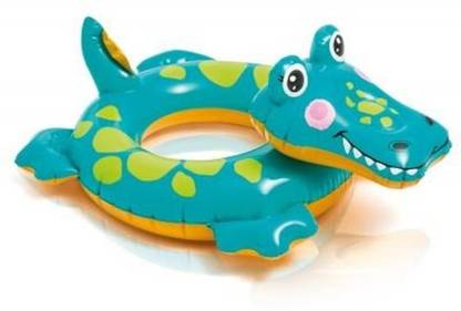 Skywalk Intex Alligator Crocodile Shaped Deluxe Inflatable Animal Pool Ring Paddling Float for 3 - 6 Year Inflatable Pool Accessory