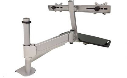 rife Sit Stand Desk, Standing Desk, Height-Adjustable Sit to Stand Workstation, Monitor, Laptop, and Keyboard Mount, Fits 22, 23, 24, 27 Inch Dual Monitors, C Clamp, (Dual Monitor) Desk Mount Monitor Arm