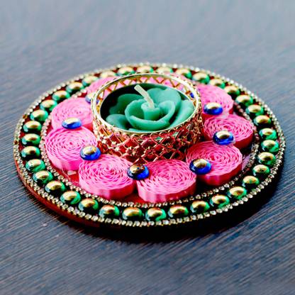 eCraftIndia Terracotta, Paper Table Diya Set