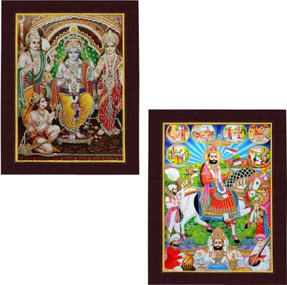 Shree Sai Ram Darbar and Baba Ramdev Ji Beautiful Fiber Glass Wall Hanging Combo Digital Reprint 14 inch x 11 inch Painting