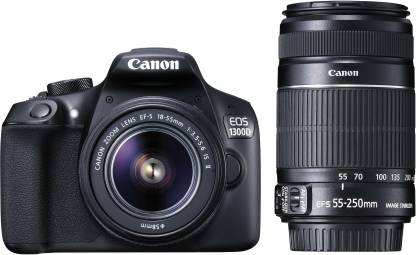 Canon EOS 1300D DSLR Camera Body with Dual Lens: EF-S 18-55 mm IS II + EF-S 55-250 mm F4 5.6 IS II (16 GB SD Card+ Camera Bag)