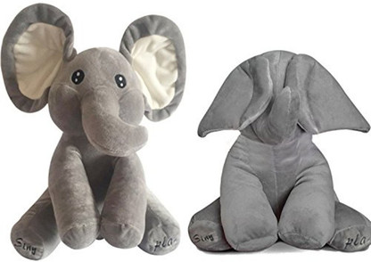 Elephant plush toy peek a boo clearance