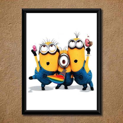 Generic Minions Wall Poster (With PVC Frame) Digital Reprint 18 inch x 12 inch Painting