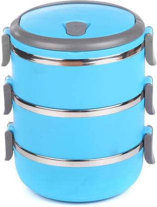 VibeX ™ 2.2L Food Carrier Stacking Lunch Box,Stainless Steel Interior Stacking 3 Tier Food Container Tiffin 3 Containers Lunch Box