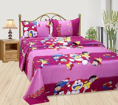 SINGHS VILLAS DECOR Polycotton Double Flat Cartoon Bedsheet
