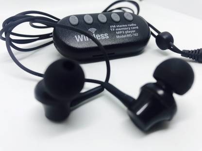 Zync 707 Wireless Bluetooth Earphone V4.1 Headset Stereo Sports/Running Headphones Gym/Exercise Bluetooth Earbuds , 5 Hrs Playtime / Built/in/Mic /Memory Card/FM, Black Bluetooth