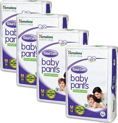 Himalaya Herbals Total Care Medium Size Baby Pants Diapers (54 Count) set of 4 - M