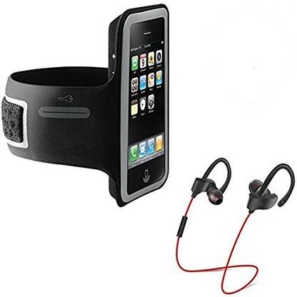 INCREIBLE Sports Armband Gym Running Jog Case Arm Holder for Cell Phone With QC-10 Jogger Sports Bluetooth Headset V4.1 With Mic Bluetooth