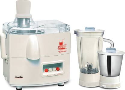 Inalsa Gloria 450 W Juicer Mixer Grinder (3 Jars, White)