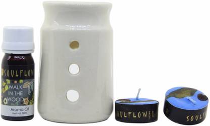 Soulflower Walk in the Wood Diffuser Set Tall Candle Diffuser- Walk in the Wood