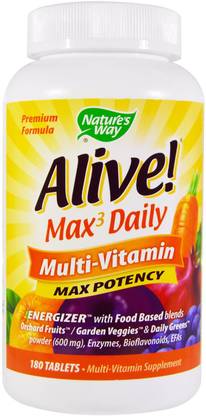 Nature's Way Alive! Max 3 Daily Multi-Vitamin Max Potency - 180 Nos
