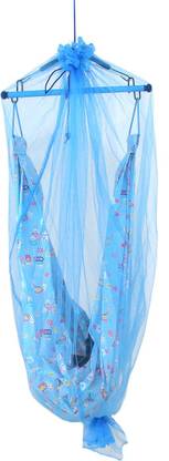 Furncoms 1031 Hanging Baby Cradle Foldable Hammock Jhula Thuni Thottil, Blue
