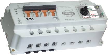 Lifeguard RCCB + MCB, ELCB, Over Voltage Circuit Breaker, Sensitivity Multiple: 5mA, 10mA, 25mA, 50mA, 100mA FPSV 40 Amp., B-Curve MCB MCB