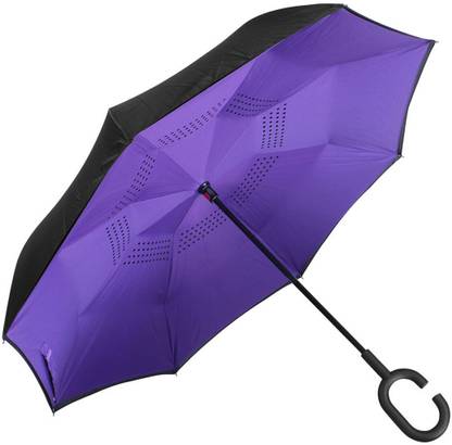MEDED Double Layer Inverted Reversible No Drip with C shape Handle - Purple Umbrella