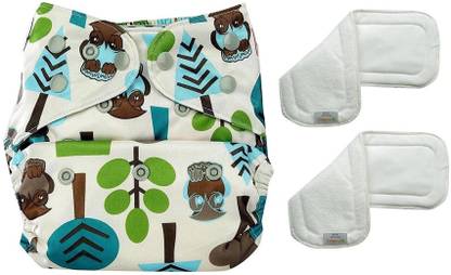 bumberry Adjustable Tree Print Reusable Cloth Diaper Cover With 2 Wet Free Inserts For Babies (3-36 Months)