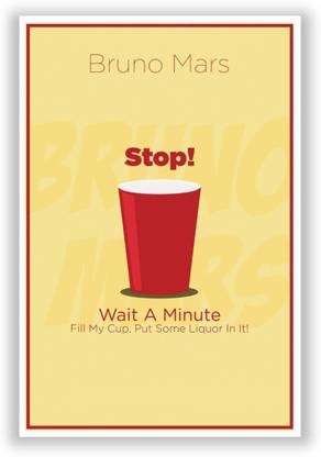 Wall Poster Uptown Funk Bruno Mars Song Inspired Minimalist Illustration Paper Print